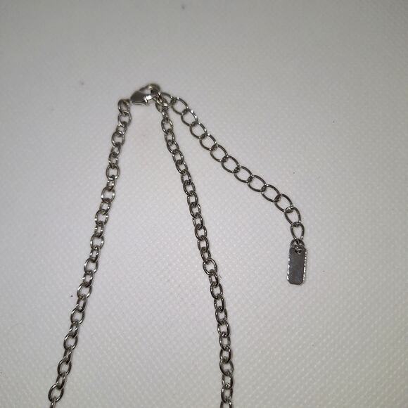 Blue/Pink Rhinestone Necklace/ Earring Set  Drop Earrings Silver Tone - Picture 3 of 6